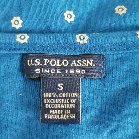 Us Polo Assn. Womens Blue Round Neck Twisted Hem Micro Floral Blouse Size S - Picture 5 of 6